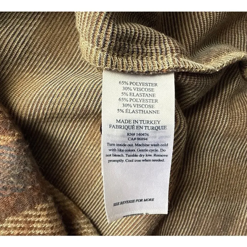 Faherty Men's Brown Plaid Flannel Button Up Shirt Size Medium Workwear Classic